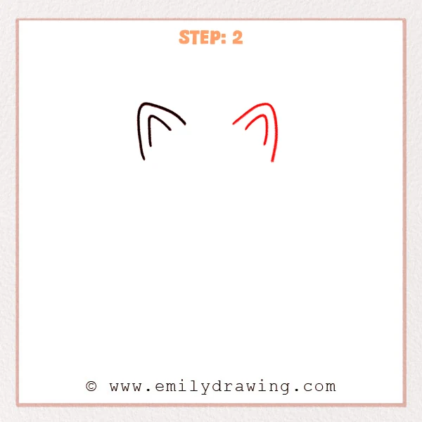 how to draw a black cat - Step 2: A matching right ear is added to the black cat outline.